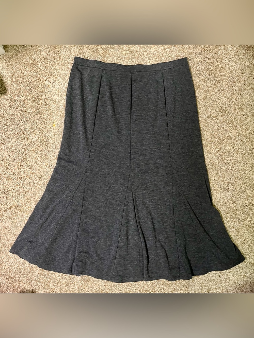 Susan Graver Charcoal Gray A-Line Flared Skirt Size L